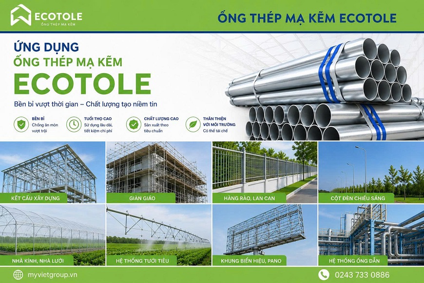 Sự đa dạng trong ứng dụng đã giúp ống thép mạ kẽm Ecotole trở thành lựa chọn đáng cân nhắc cho nhiều dự án khác nhau
