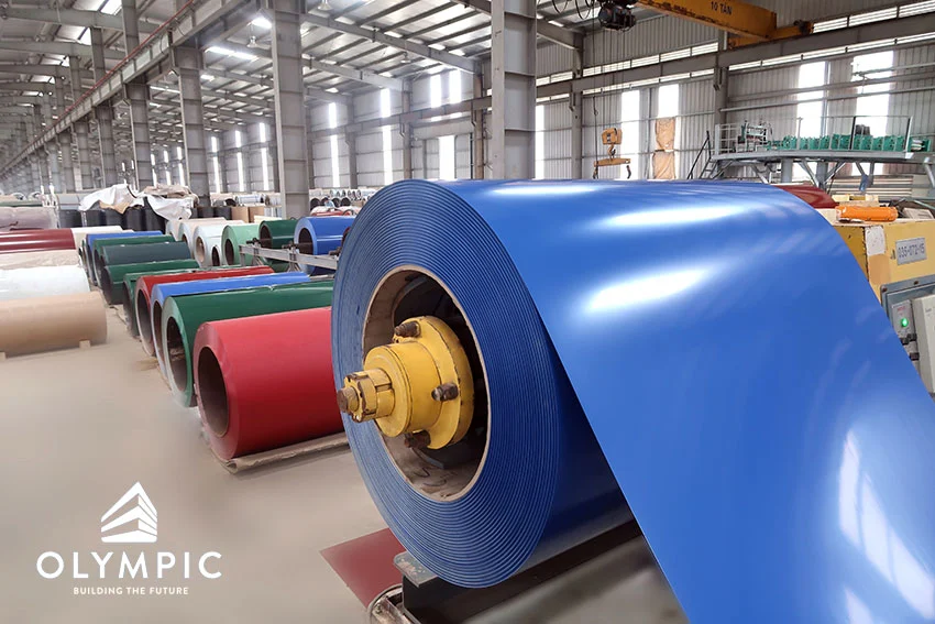 Tôn lạnh màu Olympic tại nhà máy Mỹ Việt được sản xuất với công nghệ hiện đại tiên tiến khép kín