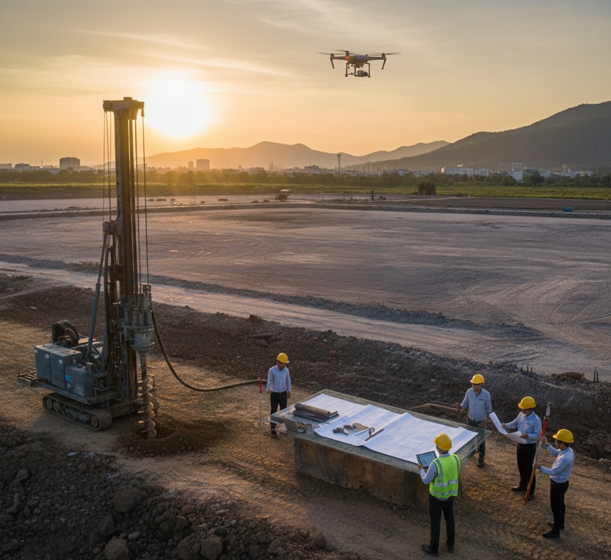 Để lên bước thiết kế kế cấu không thể bỏ qua bước đầu tiên là khảo sát địa chất