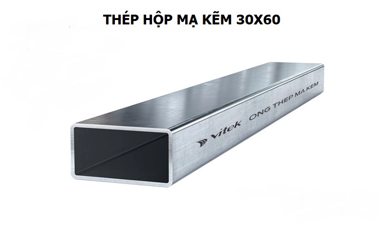 Thép hộp mạ kẽm chữ nhật 30x60 là thép hộp có kích thước tiết diện 30mm x 60mm