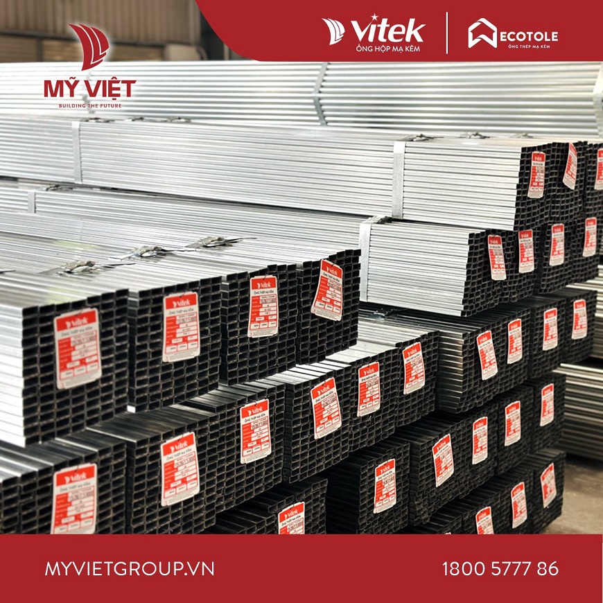 Bảng trọng lượng trên áp dụng cho thép hộp vuông mạ kẽm Vitek 100x100 được sản xuất tại Nhà Máy Mỹ Việt