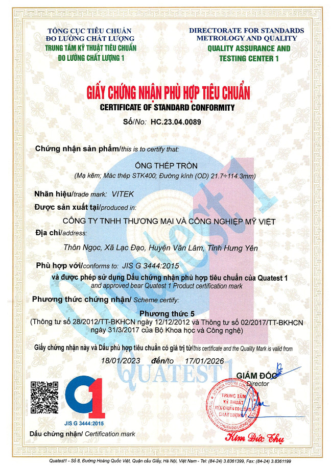 Chứng nhận chất lượng sản phẩm đạt tiêu chuẩn quốc tế của Nhật Bản