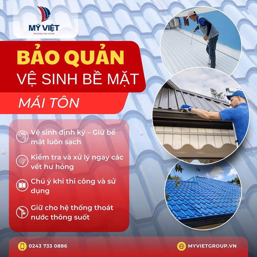 Bảo quản, bảo trì mái tôn là bước không thể thiếu nếu muốn giữ mái nhà luôn sạch sẽ và sáng bóng