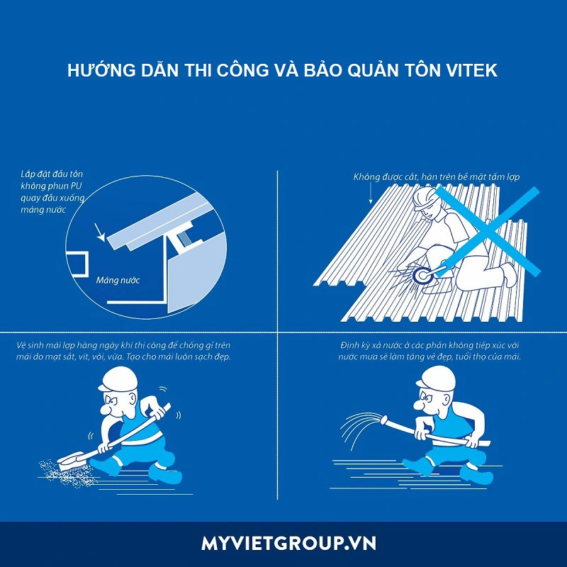 Hướng dẫn thi công và bảo quản tôn Vitek