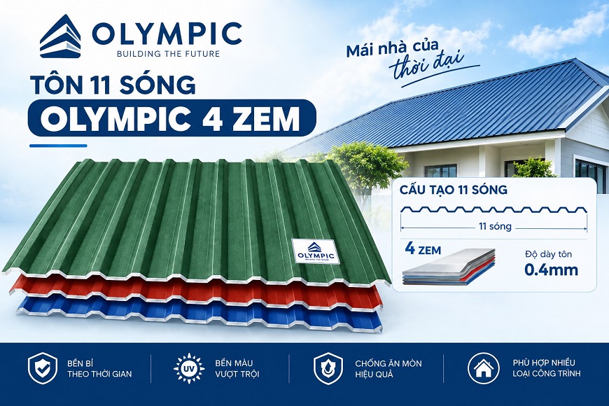 Nhờ những ưu điểm vượt trội, tôn 11 sóng Olympic 4 zem là giải pháp phù hợp cho nhiều loại công trình từ dân dụng đến công nghiệp