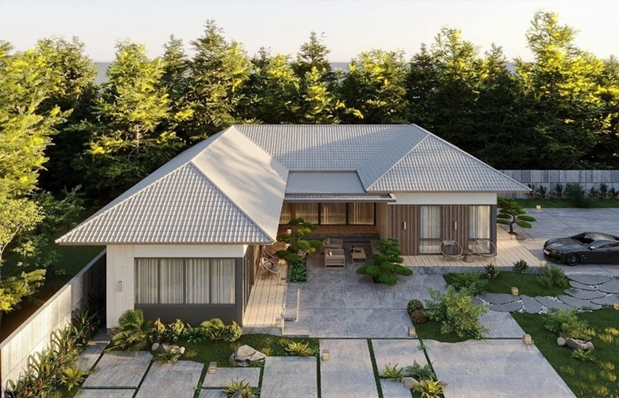 Với thiết kế mô phỏng ngói truyền thống, tôn giả ngói sẽ mang lại vẻ đẹp sang trọng cho công trình