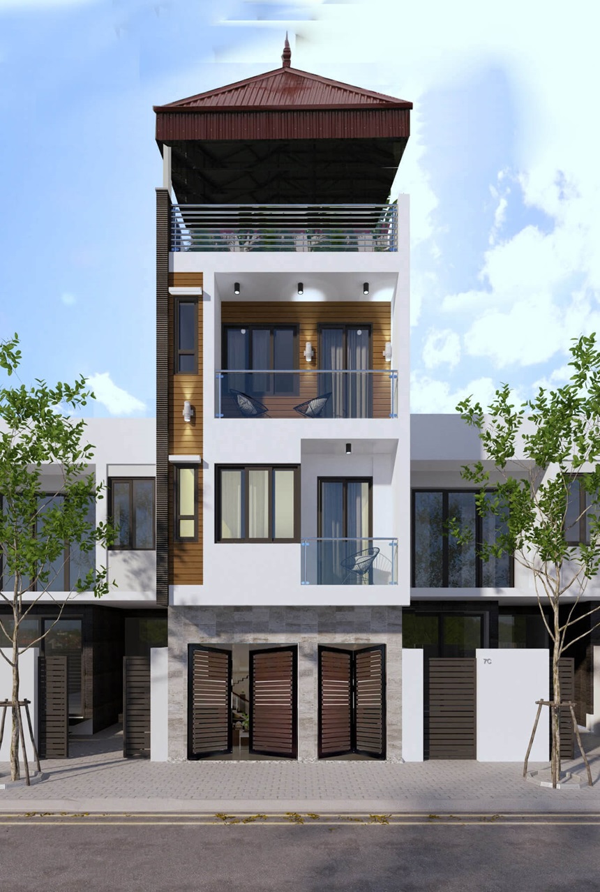 Nhà ống lợp mái tôn có tầng tum