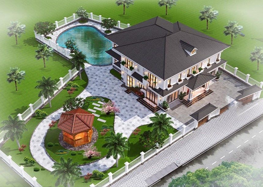 Lựa chọn phong cách thiết kế, màu sắc, vật liệu cho khu vườn phải phù hợp với kiến trúc của ngôi nhà 