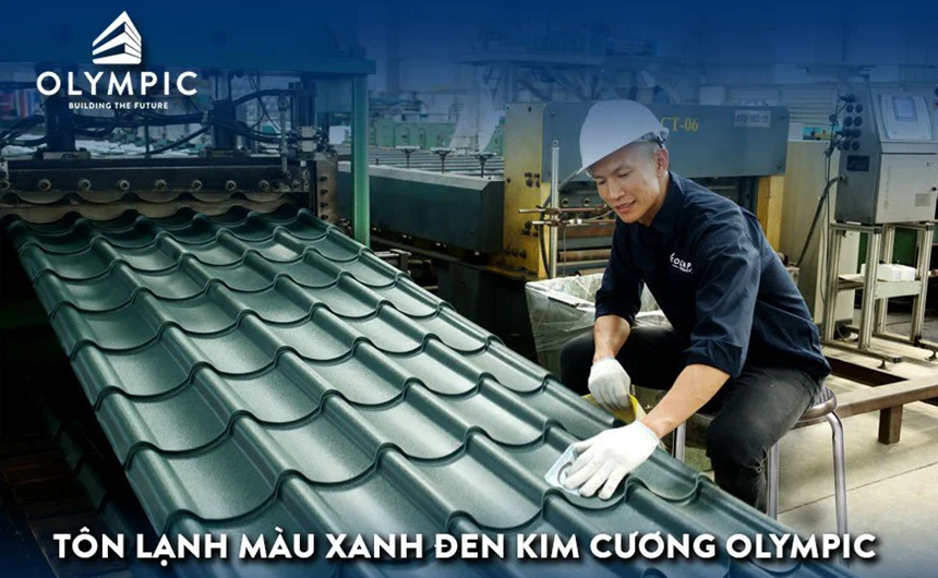 Tôn màu xanh đen kim cương Olympic được sản xuất và phân phối độc quyền bởi Mỹ Việt Group