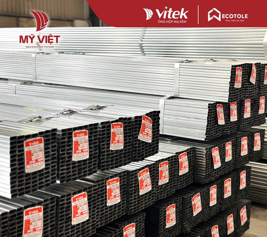 Dòng thép hộp mạ kẽm Vitek 20x40 của Nhà máy Mỹ Việt chứng nhận đạt chuẩn JIS Nhật Bản