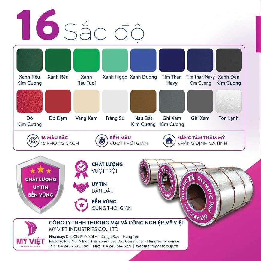 Tấm lợp Olympic Plus sở hữu đa dạng kiểu sóng và màu sắc, phù hợp với nhiều phong cách kiến trúc khác nhau