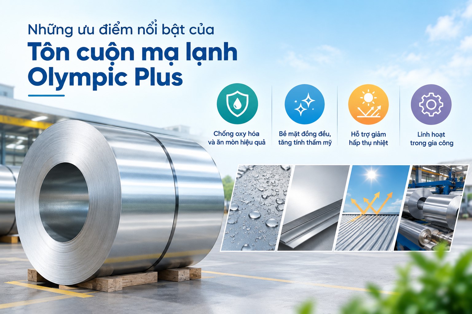 Tôn cuộn mạ lạnh Olympic Plus sở hữu trong mình nhiều ưu điểm vượt trội 