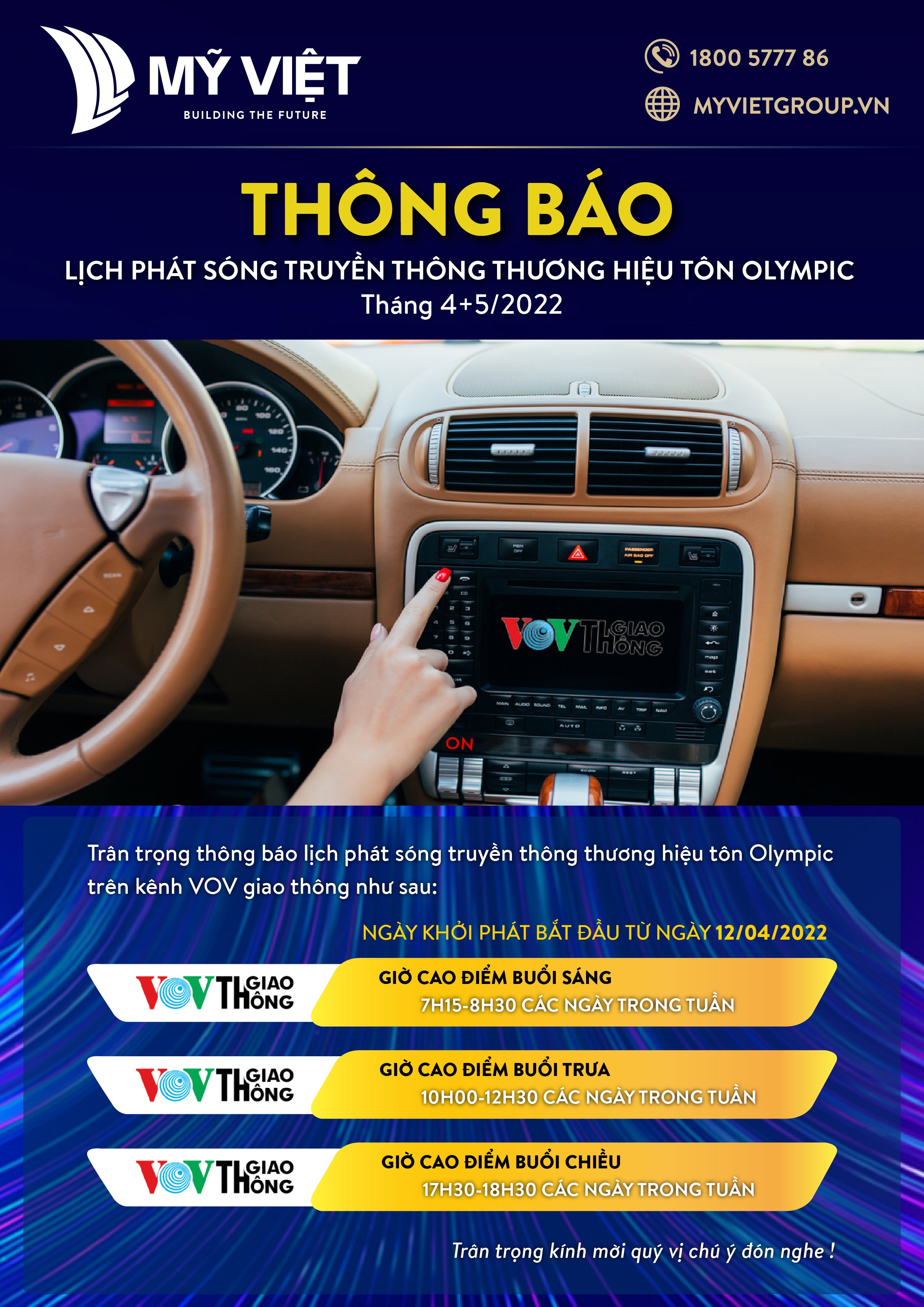 Khung giờ phát sóng TVC tôn Olympic trên Kênh VOV Giao Thông