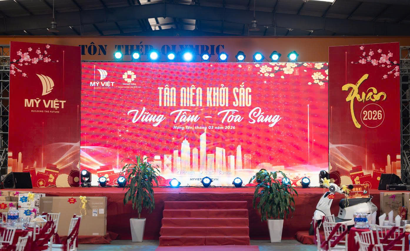 Tiệc Tân niên công ty Mỹ Việt được tổ chức tại nhà máy Mỹ Việt trong không gian ấm cúng và trang trọng