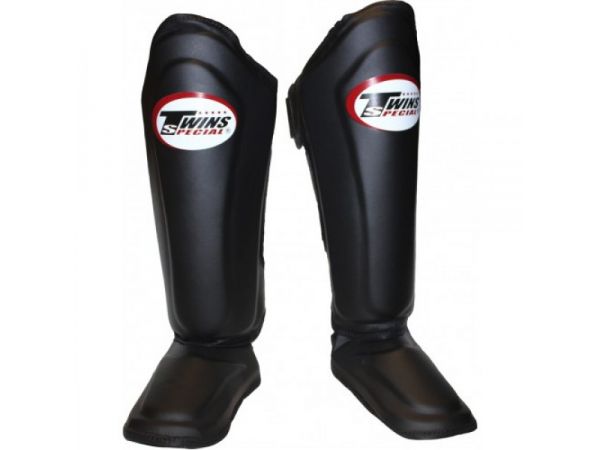 TWINS SHIN GUARDS DOUBLE PADDED BLACK SGL 10 - BLACK