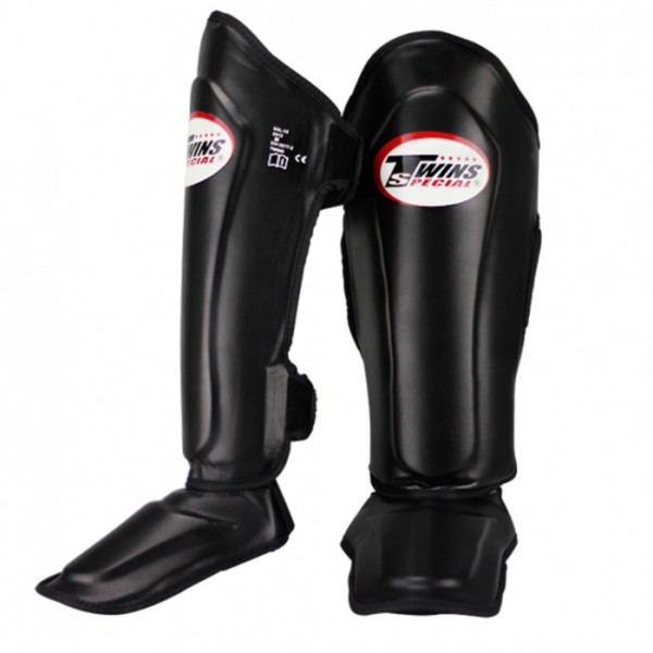 TWINS SHIN GUARDS DOUBLE PADDED BLACK SGL 10 - BLACK