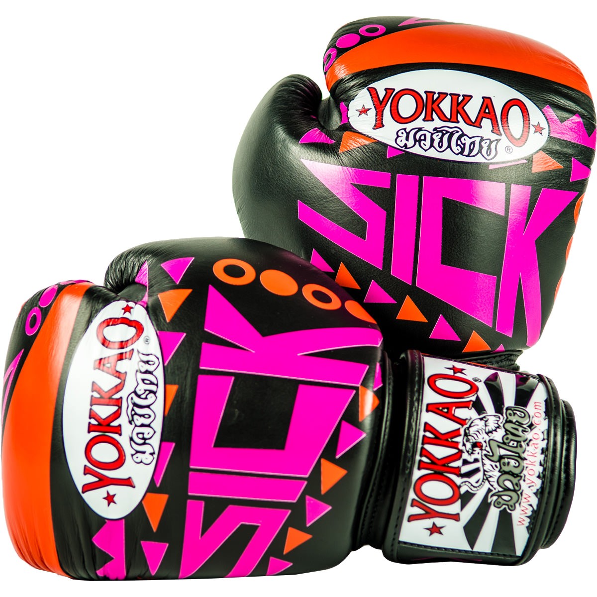 GĂNG BOXING YOKKAO SICK MUAY THAI BOXING GLOVES VIOLET/YELLOW