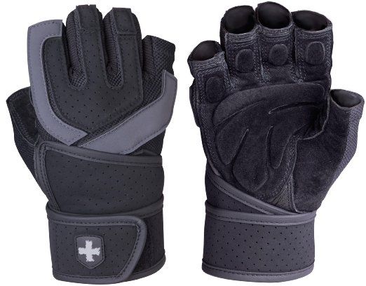BAO TAY (Harbinger Training Grip Wristwrap Strength Gloves Black/Grey),bao tay tập gym găng tay tập gym găng tay bao tay tập gym