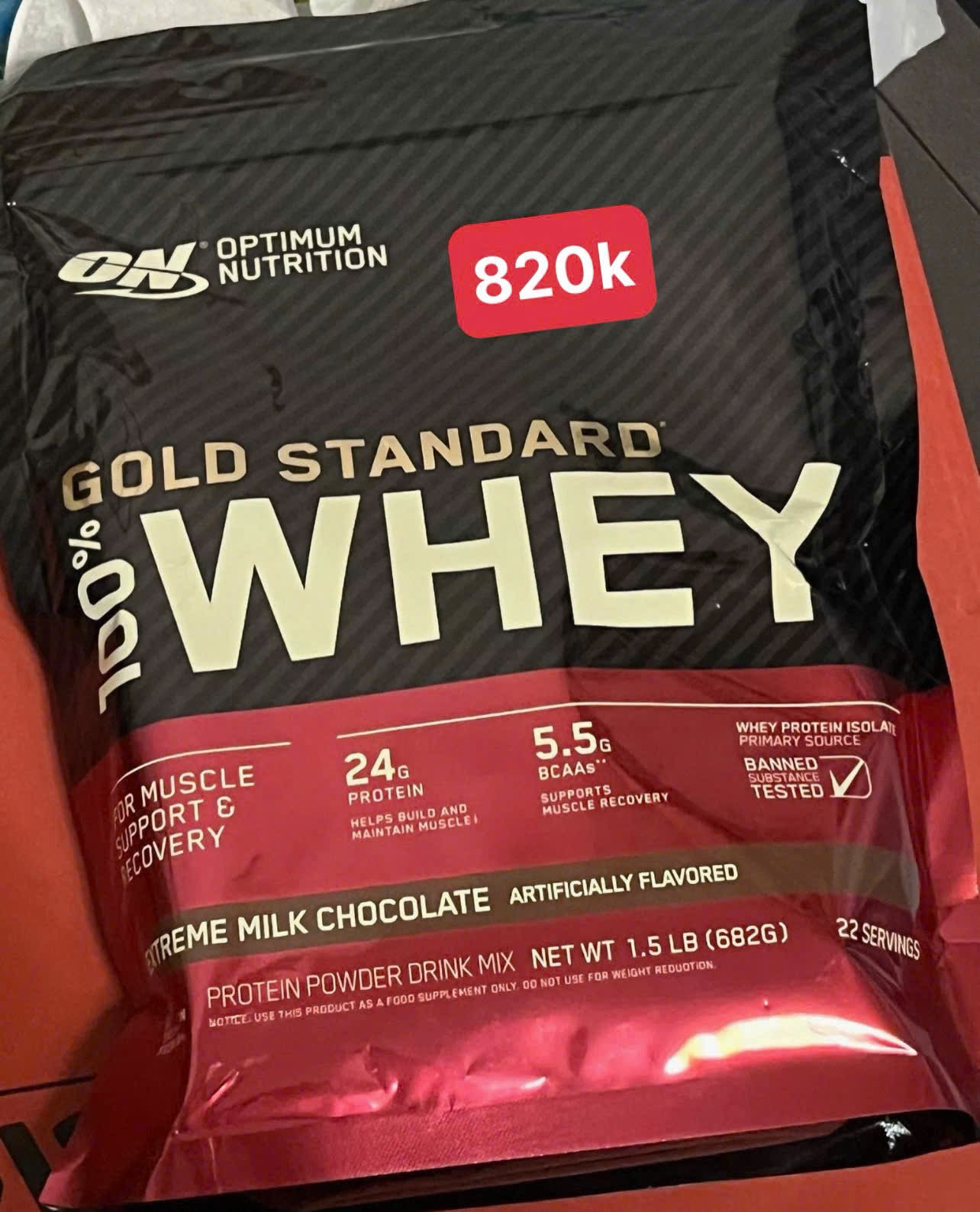 ON WHEY GOLD STANDARD 100% WHEY PROTEIN 1.5LBS ( 22 lần dùng )