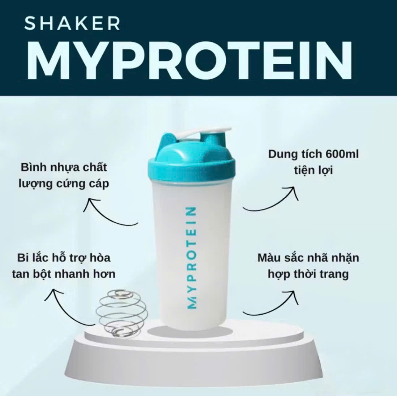 BÌNH LẮC THỂ THAO – SHAKER MYPROTEIN 600ML