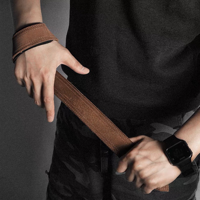 dây  kéo lưng làm bằng ( da thật ) Dây kéo lưng tập GYM Lifting Straps -Hỗ trợ Deadlift, kéo tạ, lên xà , Dây kéo lưng tập xô Dây Strap