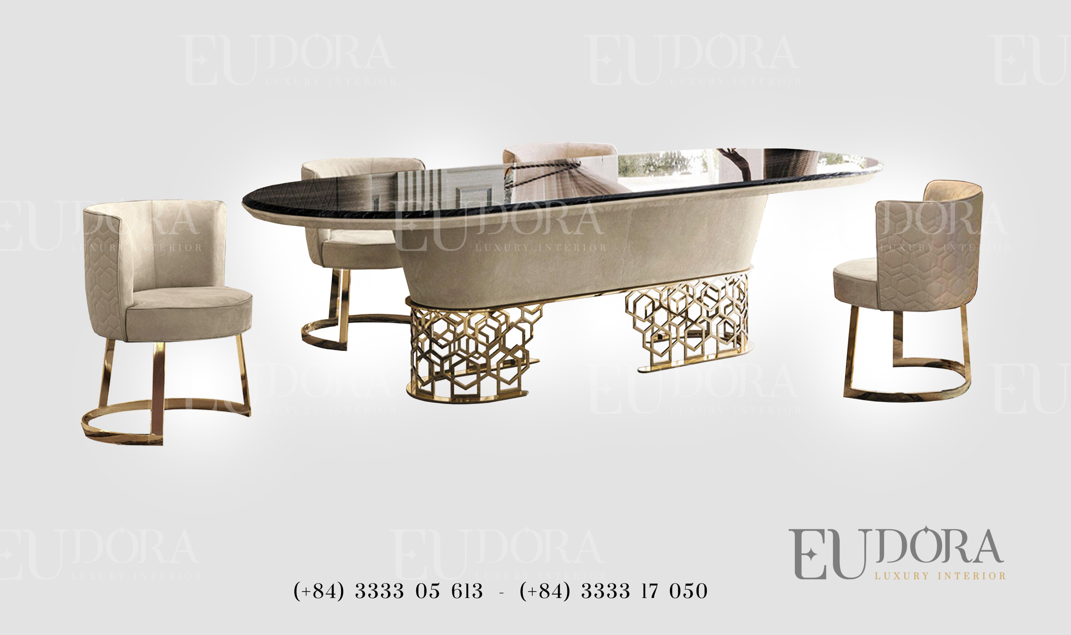 EU-BA-120 Bộ bàn ghế ăn cao cấp hiện đại phong cách Longhi (Italy)