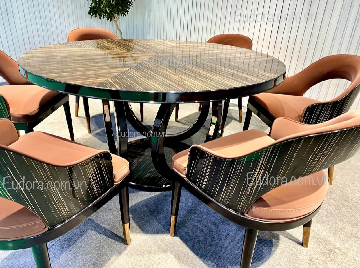 EU-BA-101 Bộ bàn ghế ăn cao cấp phong cách Fendi (Ý)