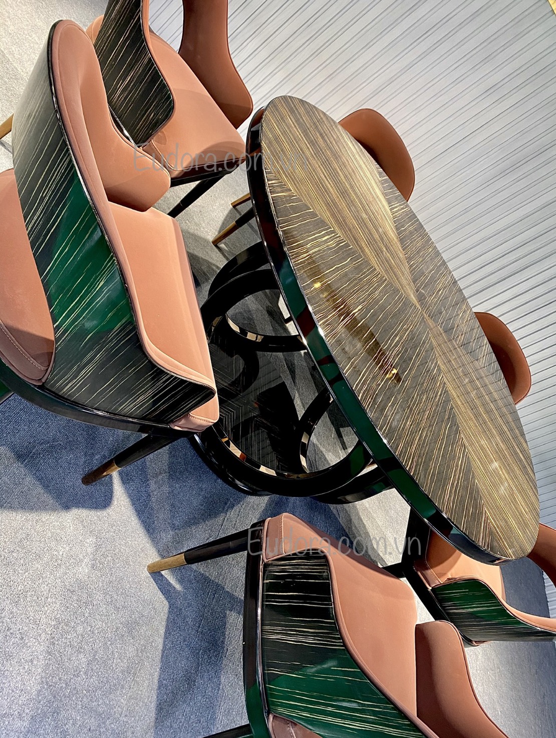 EU-BA-101 Bộ bàn ghế ăn cao cấp phong cách Fendi (Ý)