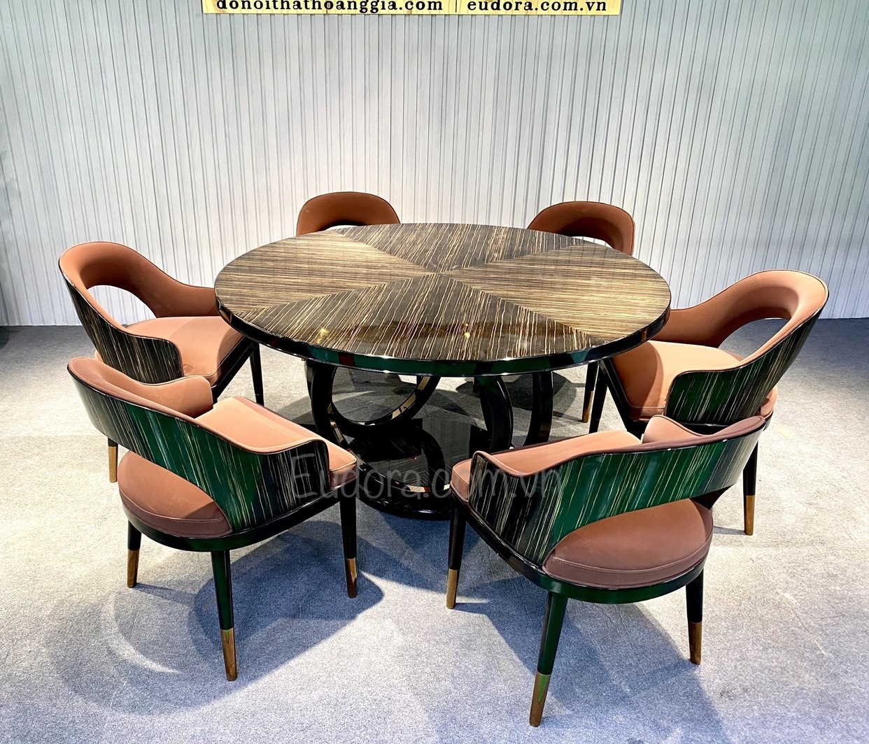 EU-BA-101 Bộ bàn ghế ăn cao cấp phong cách Fendi (Ý)