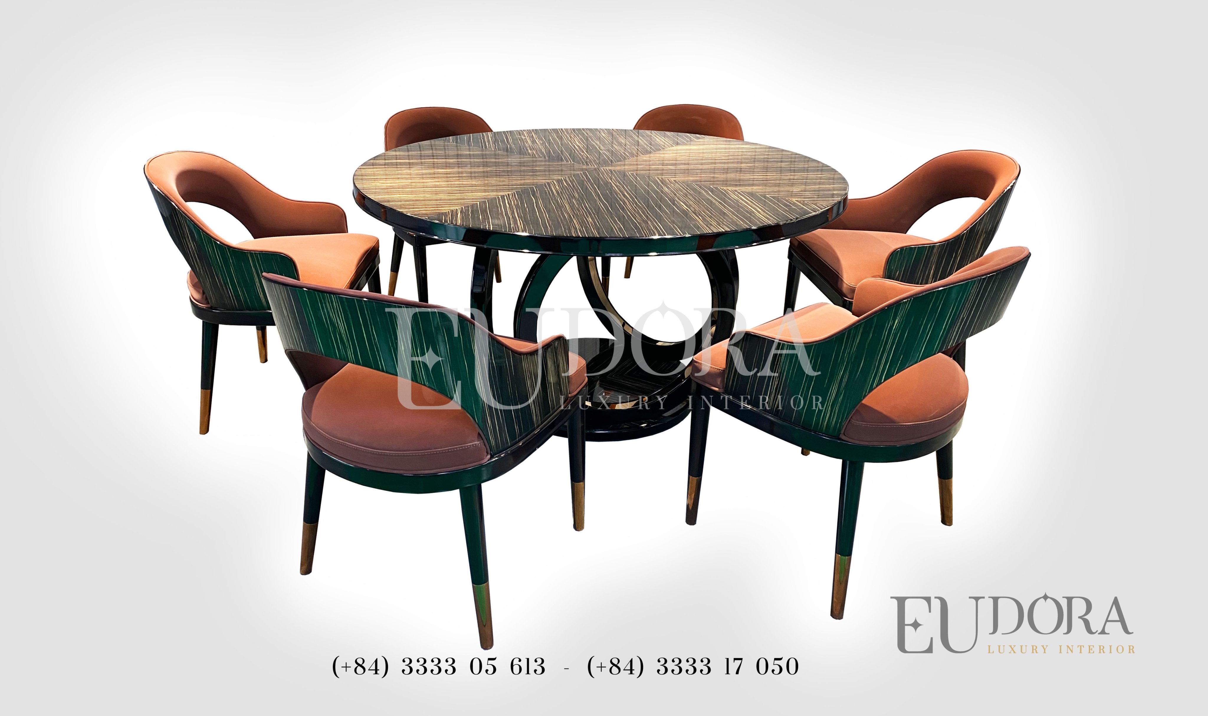 EU-BA-101 Bộ bàn ghế ăn cao cấp phong cách Fendi (Ý)