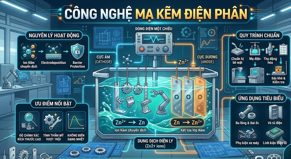 Công nghệ Mạ kẽm điện phân