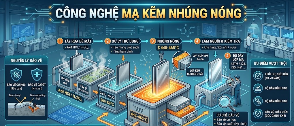 Công nghệ mạ kẽm nhúng nóng