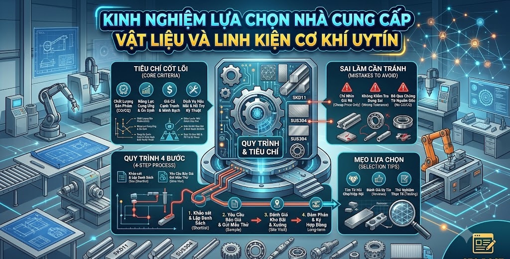 Kinh nghiệm lựa chọn nhà cung cấp vật liệu và linh kiện cơ khí uy tín