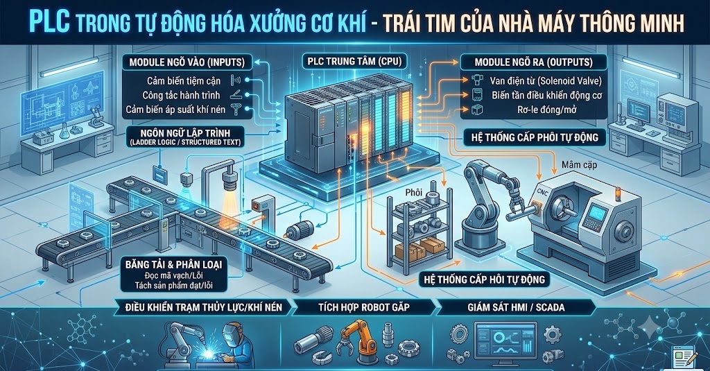 PLC trong tự động hóa xưởng cơ khí