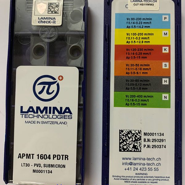 CHÍP PHAY APMT 1604 PDTR LT 30 (GÓC R0.66 LỚN) -LAMINA