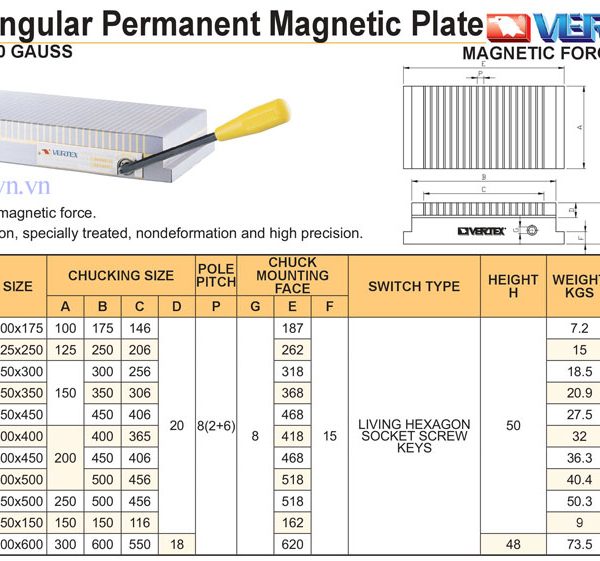 BÀN TỪ MÁY MÀI, MÁY PHAY - VERTEX