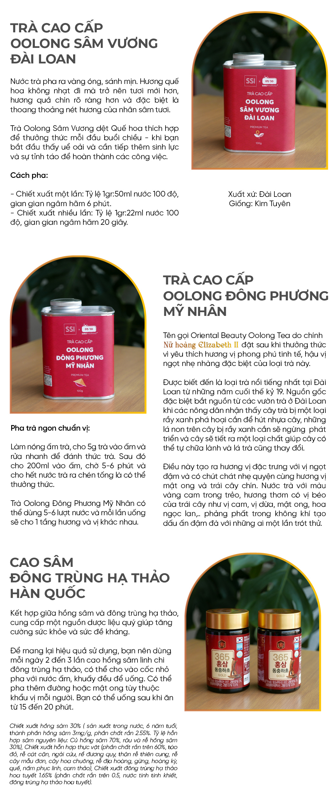 Early Morning SSI bộ set quà tết cao cấp trà oolong sâm vương đông phương mỹ nhân