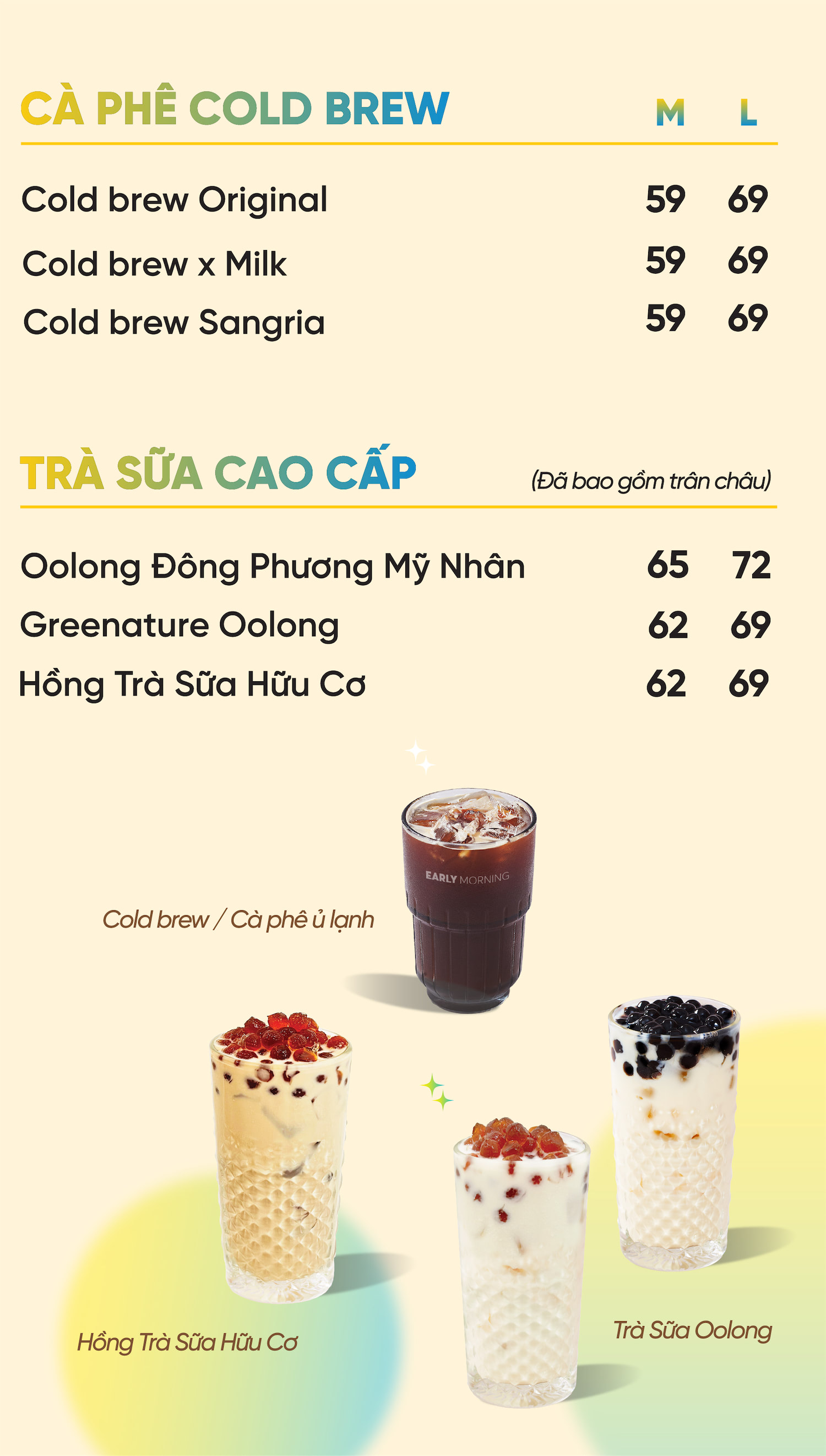 early morning menu cold brew milk tea