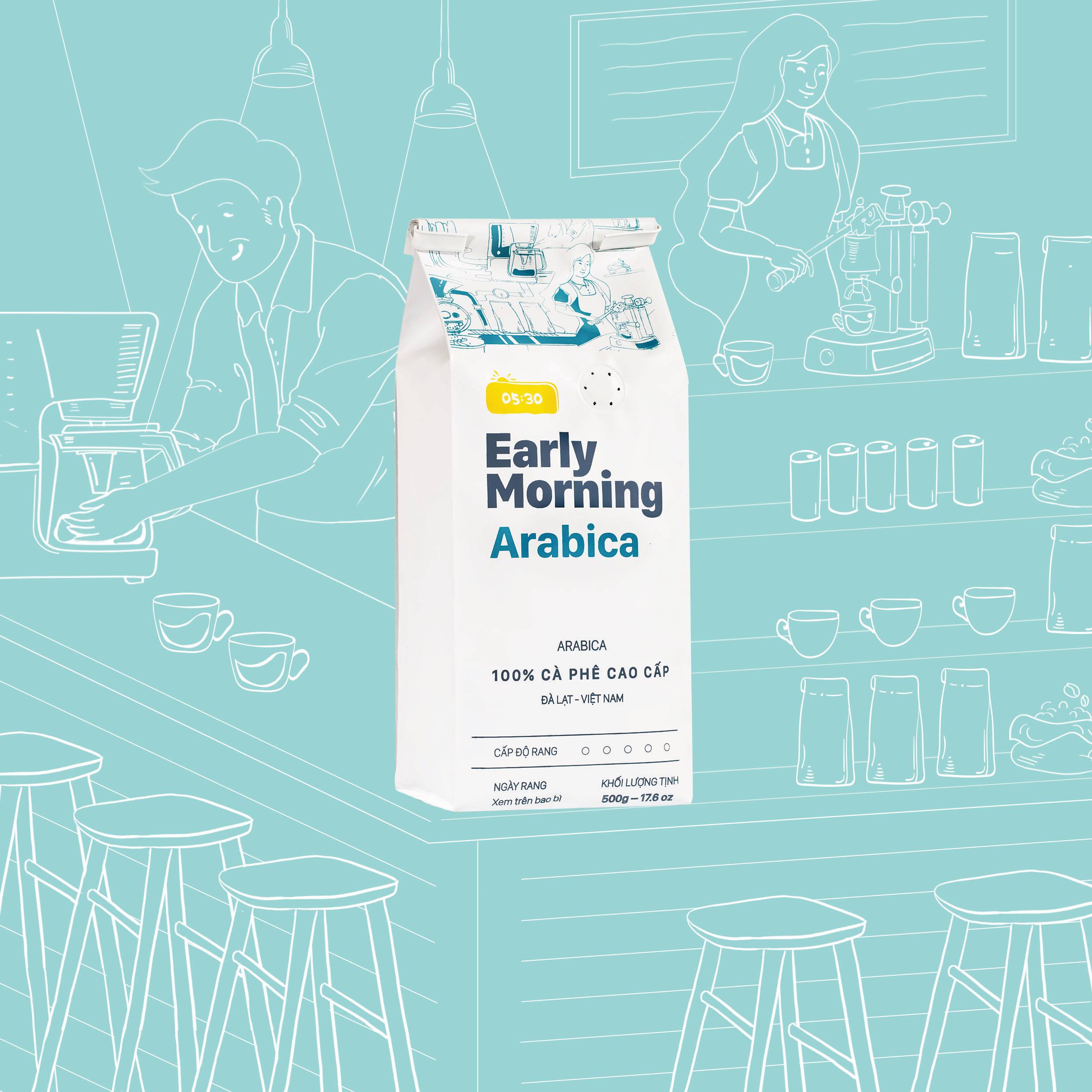 Cà phê Arabica 500g (Nguyên hạt/ Xay bột) | Early Morning Arabica Coffee
