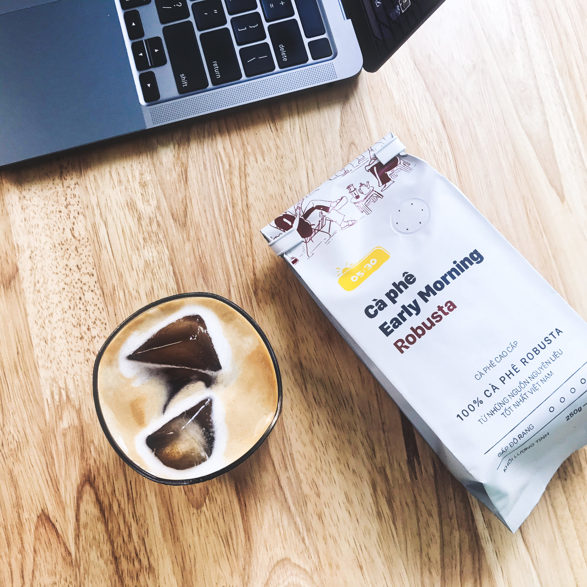 Cà phê Robusta Cao cấp đạt chuẩn Fine Robusta 250gr (Nguyên hạt / Xay bột) | Early Morning Premium Robusta