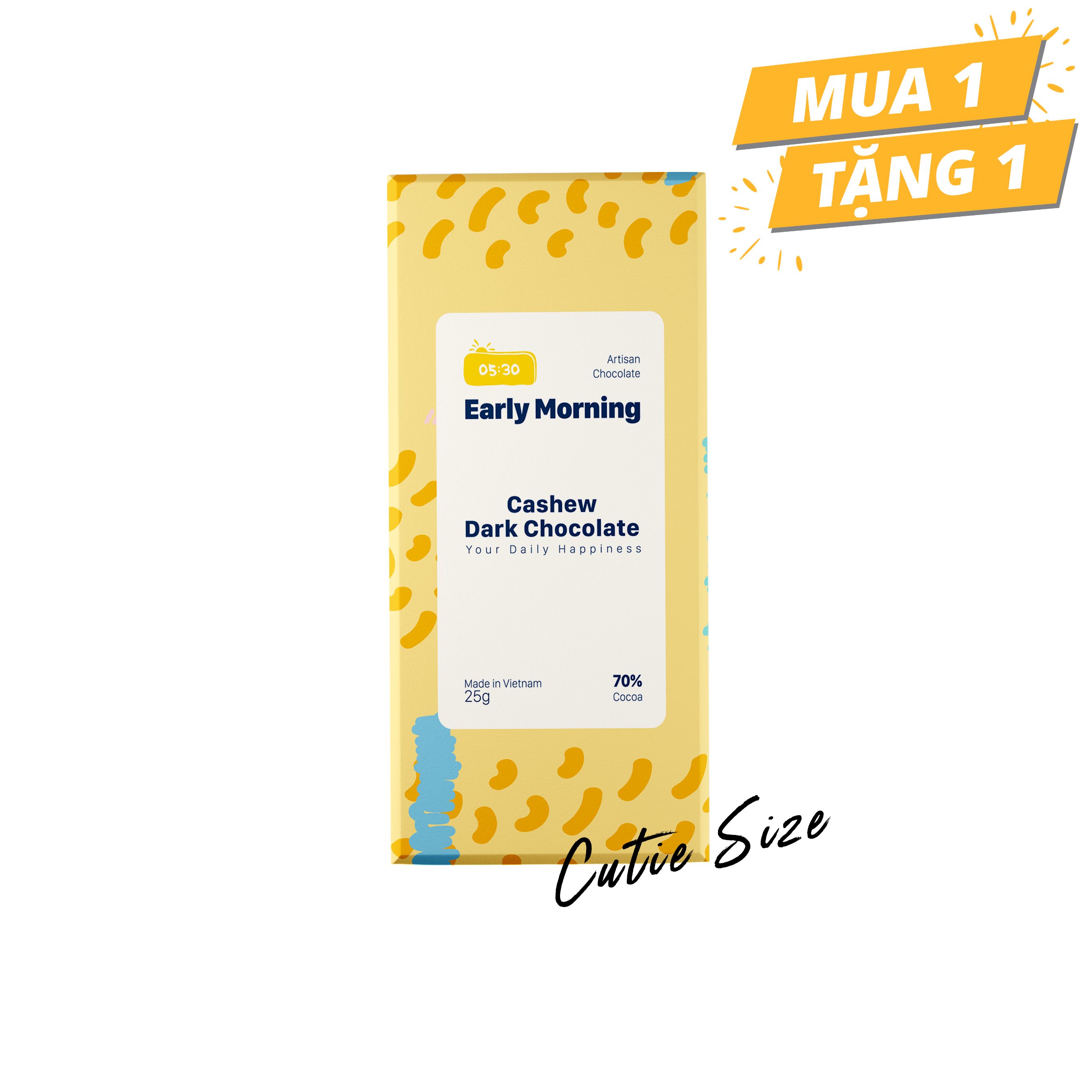 Cashew dark chocolate 25g - Early Morning Socola đen & hạt điều