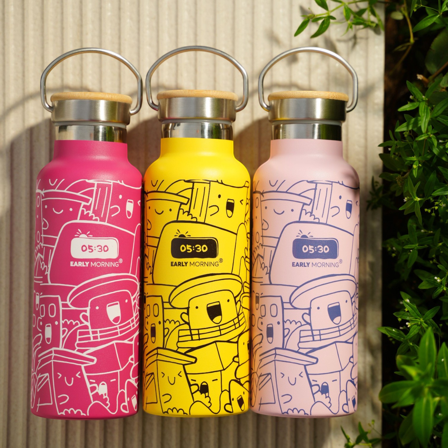 Bình Giữ Nhiệt Early Morning Stainless Steel 16oz (480ml) Happy Doodle Pattern