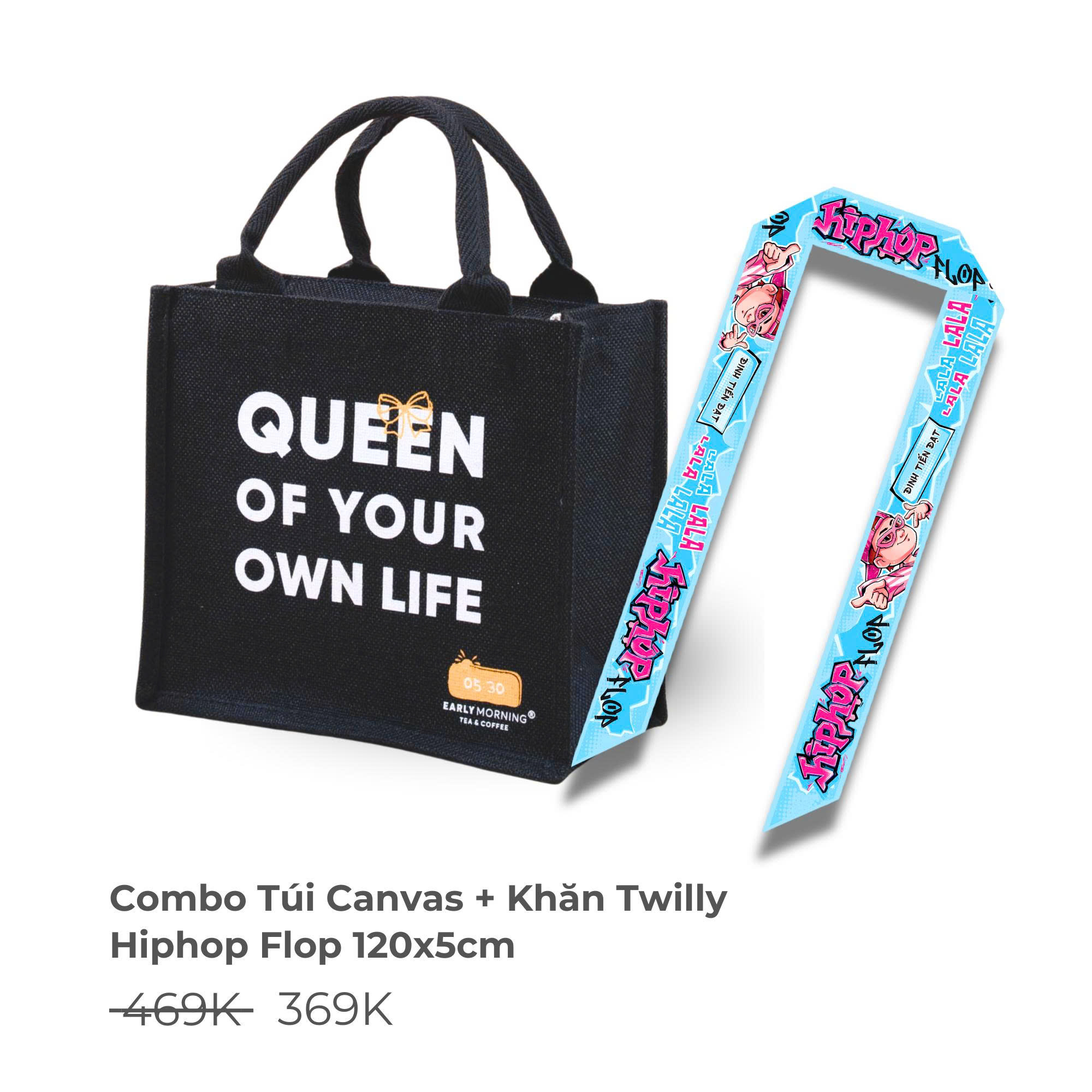 Combo Túi Canvas Early Morning và Khăn Twilly HipHop Flop