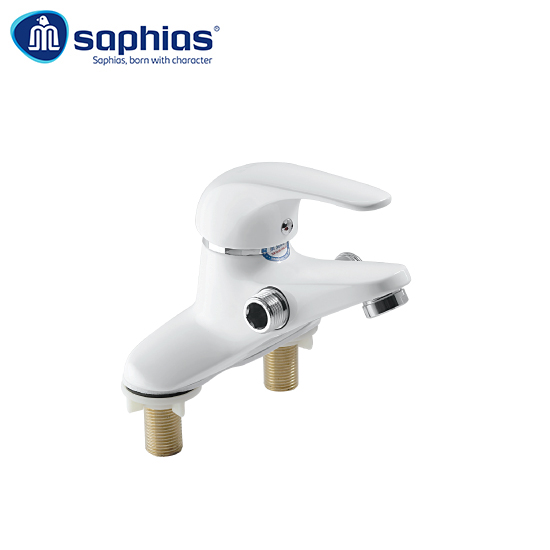 Vòi Lavabo Liền Sen Nóng Lạnh Sơn Trắng Saphias SP-502T