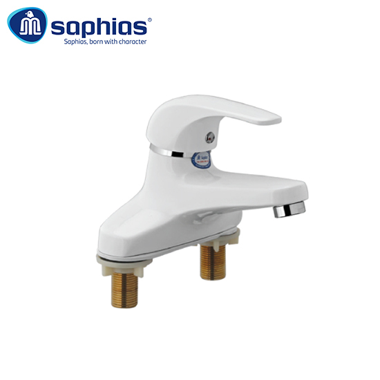 Vòi Lavabo 3 Lỗ Nóng Lạnh Sơn Trắng Saphias SP-302T
