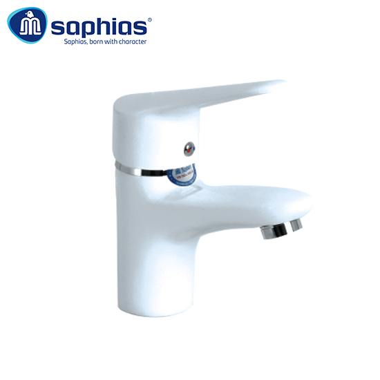 Vòi Lavabo 1 Lỗ Nóng Lạnh Sơn Trắng Saphias SP-137T