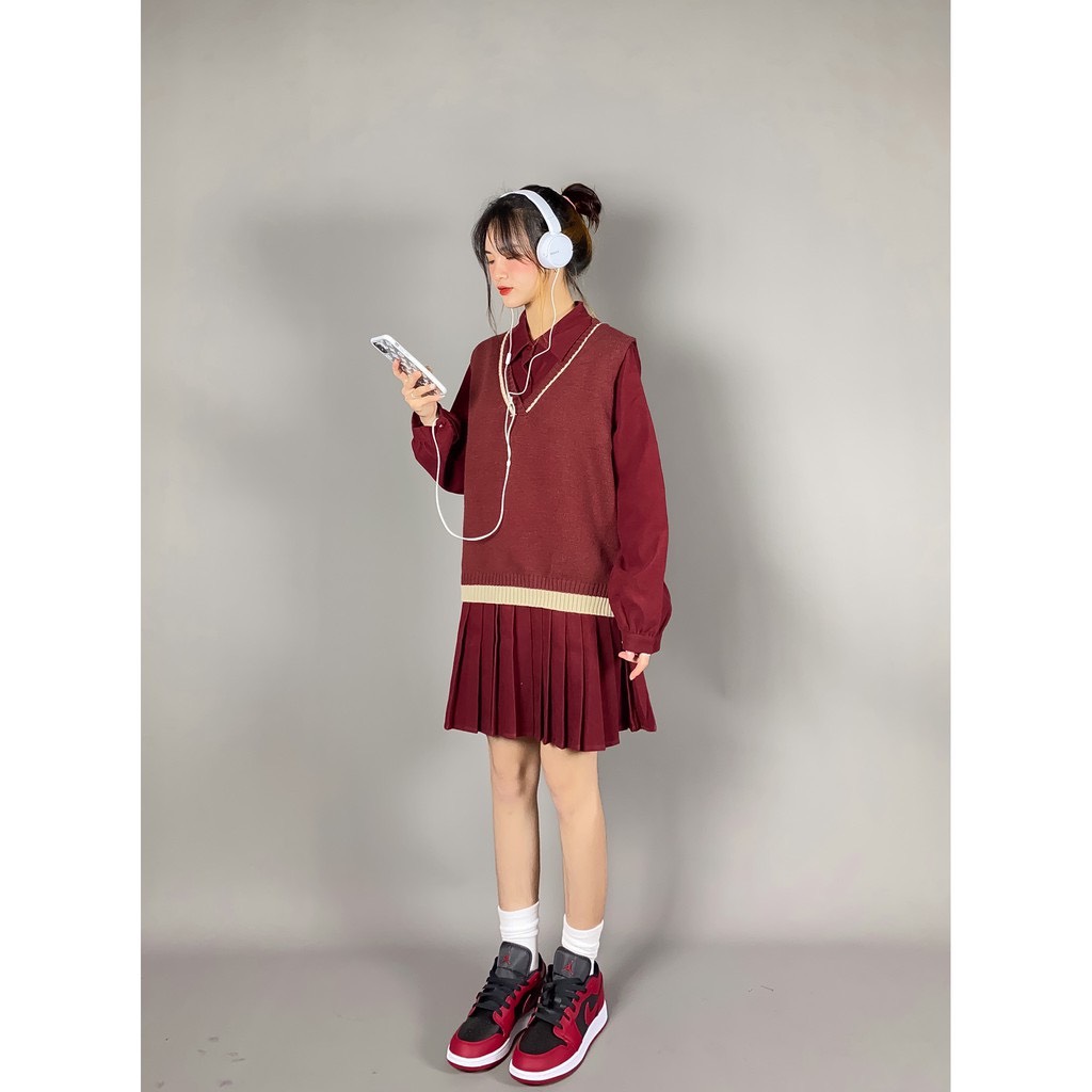 Sét Áo Váy Sơ Mi Kèm Áo Gile Giả Bò Siêu Xinh  Kèm Ảnh Thật Tại Shop   Unisex Store   Hazomicom  Mua Sắm Trực Tuyến Số 1 Việt Nam
