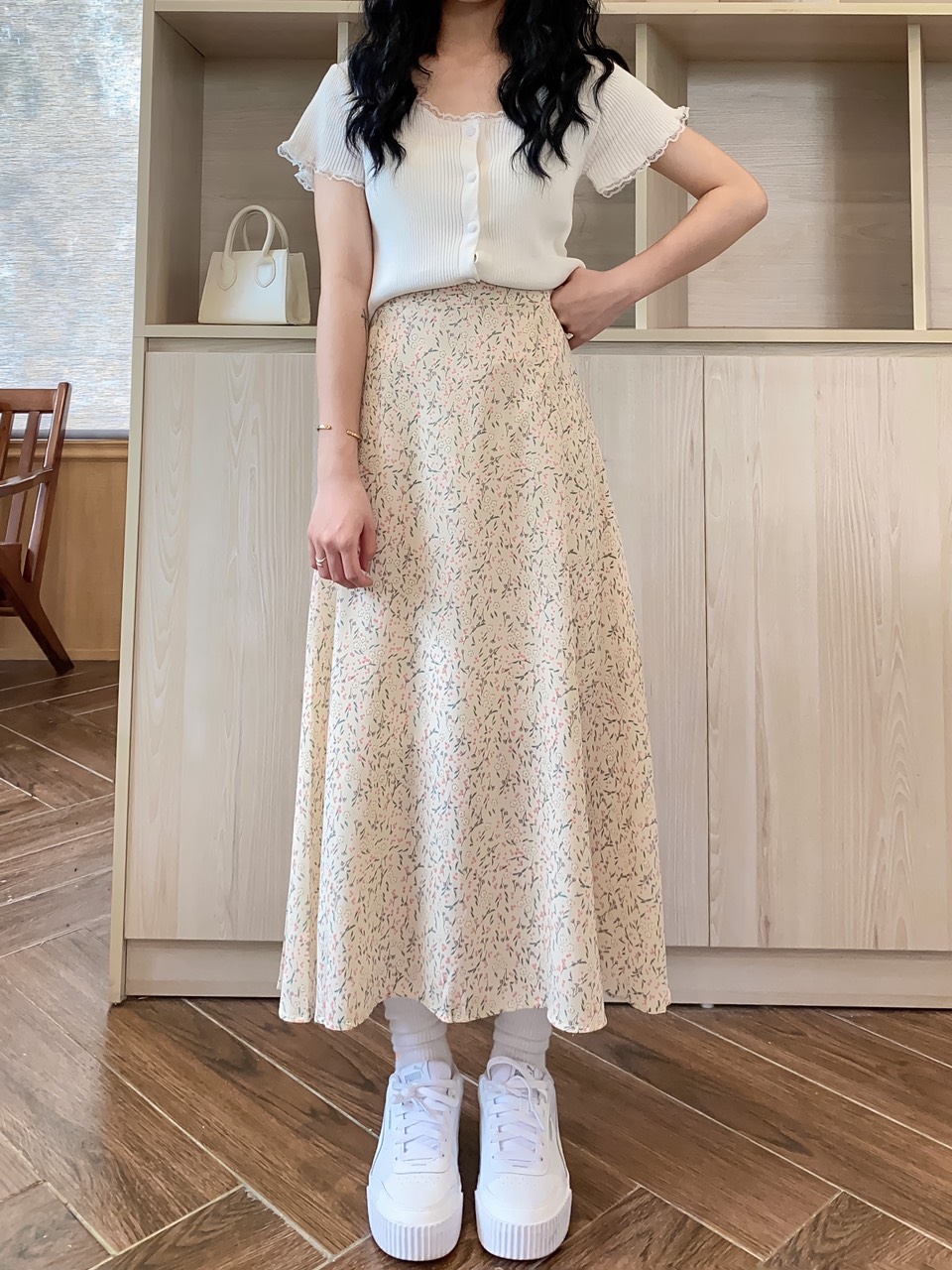 Chân Váy Xòe đáng yêu duyên dáng vintage Hàn Quốc