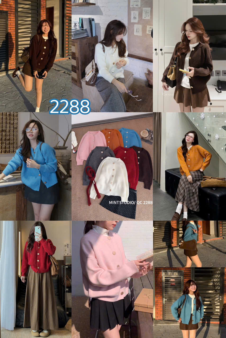ÁO CARDIGAN LEN KHUY TO MÃ 2288