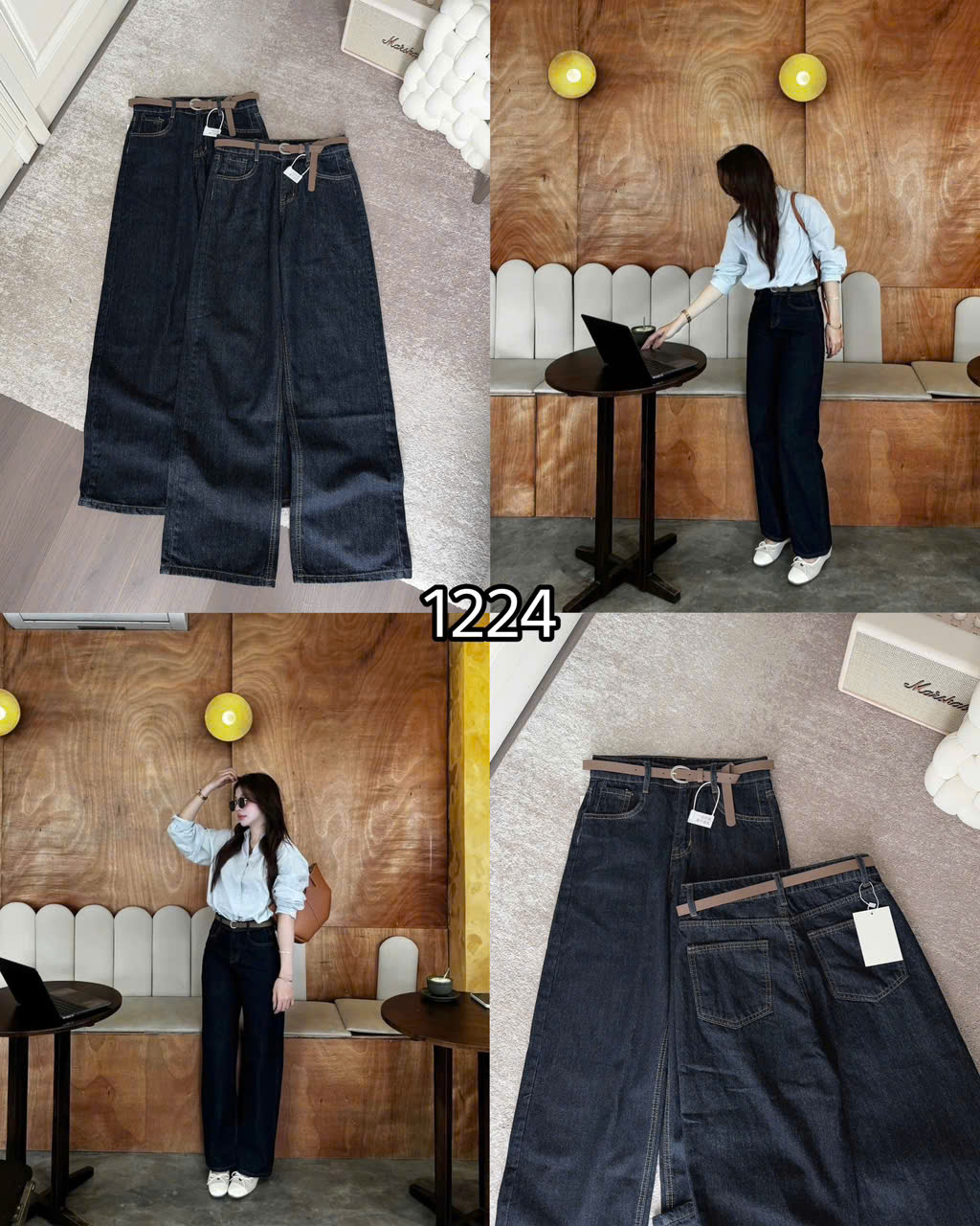 QUẦN JEANS ỐNG ĐỨNG KÈM THẮT LƯNG DA MÃ 1224